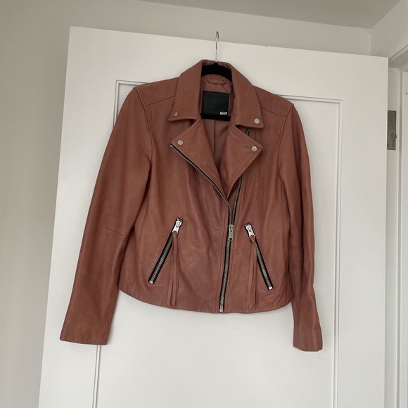 ❌SOLD❌ALLSAINTS Dalby Leather Biker Jacket Pink - Picture 10 of 14